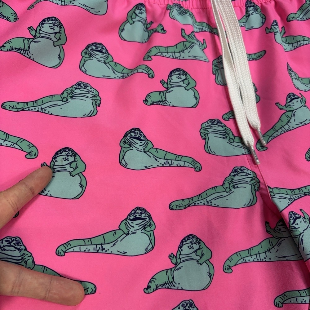 Chubbies Jabba The Hutt Swim Trunks Mens XL Pink Mesh Lined Drawstring Star Wars - Picture 14 of 16